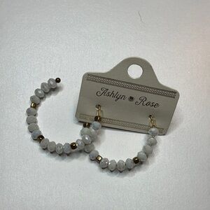 White and Gold Beaded Hoop Earrings